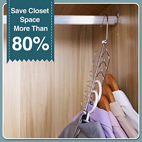 Amkufo 20 Pack Space Saving Hangers Magic Hangers Metal Clothes Hangers Organizer Cascading Hangers Gain 80% More Space Saver Closet Organization Storage Essentials #TOP4