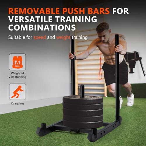 TEDEUM Weight Sled, Fitness Strength Speed Training Sled, Steel Power Sled Workout Equipment for Athletic Exercise and Speed Improvement, Only Suitable for 2\" Weight Plate, Standard