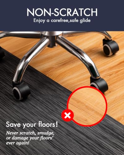 Image of BARoyal Office Chair Mat for Hardwood Floor Under Desk Computer Rolling Chair Mat for Wood /Tile Floor Non-Slip Heavy Duty Desk Rug PVC Plastic Hard Floor Protector 30 inch x 48 inch(Metallic Black)
