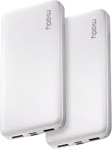 Miady 2-Pack Portable Charger, Slim 10000mAh Power Bank