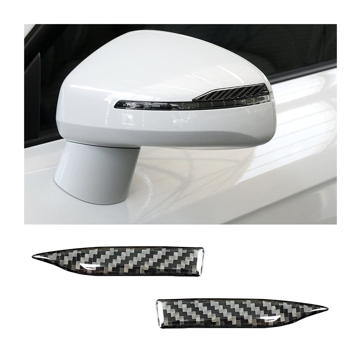 Adunsiaoto 2 PCS Universal Rear View Mirror Trims Anti-Collision Strips, Car Door Edge Protector, Carbon Fiber Auto Door Bump Protector Sticker, for Vehicles, SUV, Rearview Mirror(8.7x1.45cm)