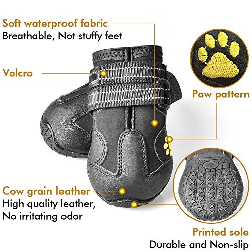 XSY&G Dog Boots,Waterproof Dog Shoes,Dog Booties with Reflective Rugged Anti-Slip Sole and Skid-Proof,Outdoor Dog Shoes for Medium Dogs 4Pcs-Size 1 by XSY&G - Image 3