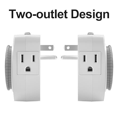 Miniatura 2 de Temporizador mecánico de interior de 24 horas con temporizador de 2 tomas de tierra y 3 enchufes, ciclo diario de encendidoapagado de 30 minutos