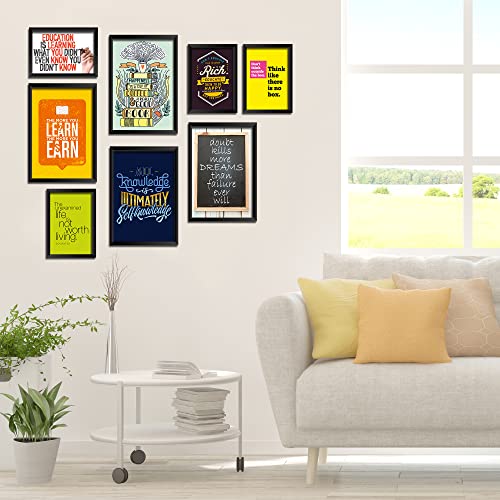 Image of PAPER PLANE DESIGN Motivational Quotes Framed Wall Paintings - Inspiring Quotes Frames For Office And Home Decor set of 8 (9 x 12.5 Inches ; 18 x 12.5 Inches). (D)