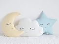 The Purple Tree Cute Cloud Moon Star Cot Cushion (Pack of 3 , 16x16 inch , Velvet) kids cushion , soft toy , soft plush 