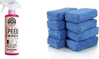 Chemical Guys WAC_202_16 Speed Wipe Quick Detailer, 16 oz & MIC_292_08 Premium Grade Microfiber Applicators, Blue (8 Pack)