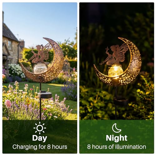 MEBRUDY Fairy Solar Garden Outdoor Decor, Moon Figurine Light Stake $18.59 AC - image 2