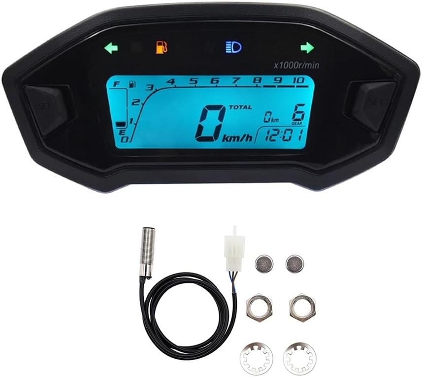 Speedometer Gauge 10000RPM Motorcycle Accessories Digital Tachometer Adjustable Dash Speedometer Odometer Dashboard Instrumentation Panel