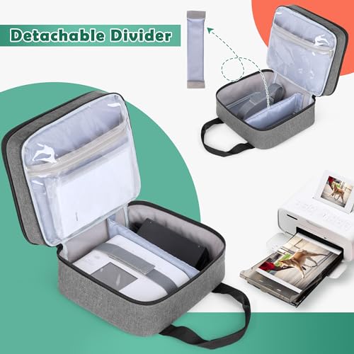 Luxja Fotodrucker Tasche Groß, Foto Drucker Tasche mit Griff, Photodrucker Reisetasche ist mit dem Canon SELPHY CP1500 / CP1300 / CP1200 Kompatibel, Grau