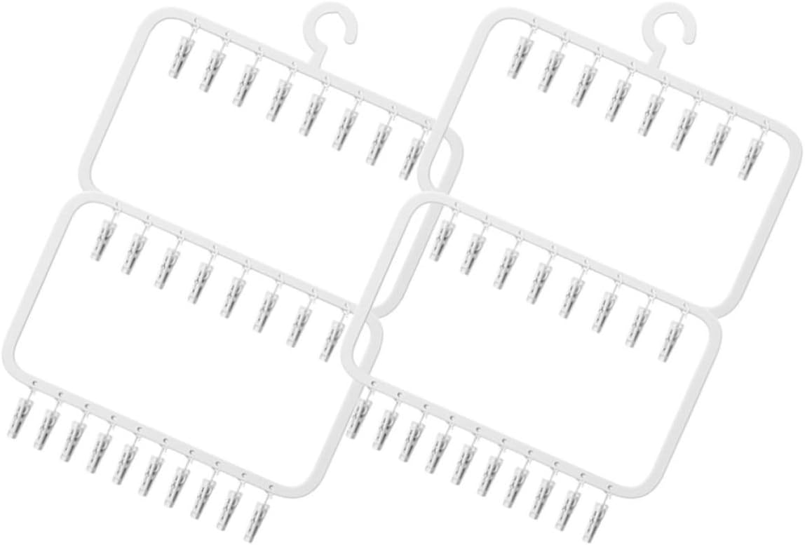 2pcs White Plastic Laundry Clip Hangers for Socks and Underwear, Windproof and Deformation-Resistant Design, Space-Saving Hanger Shape for Laundry Rooms