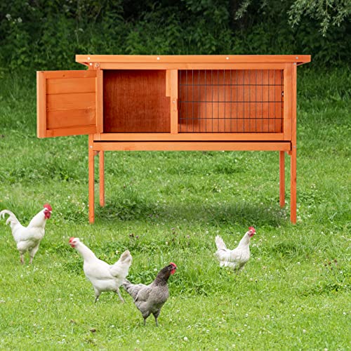 Homtoozhii 36" Waterproof Wooden Chicken Coop House Single Deck Pet Poultry Cage Rabbit Hutch Wood Bunny Cages Indoor With Deeper Leakproof Tray (Yellow) #TOP7