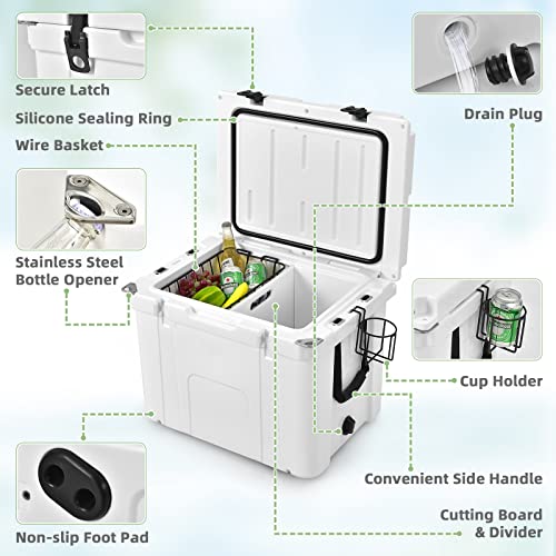 Giantex 55 Quart Portable Ice Cooler, Heavy Duty Ice Chest, Removable Cutting Board Divider, Basket, Cup Holder, Fish Ruler, Bottle Openers, Camping Cooler For Beach Boat Fishing Hunting (55 Quart) #TOP2