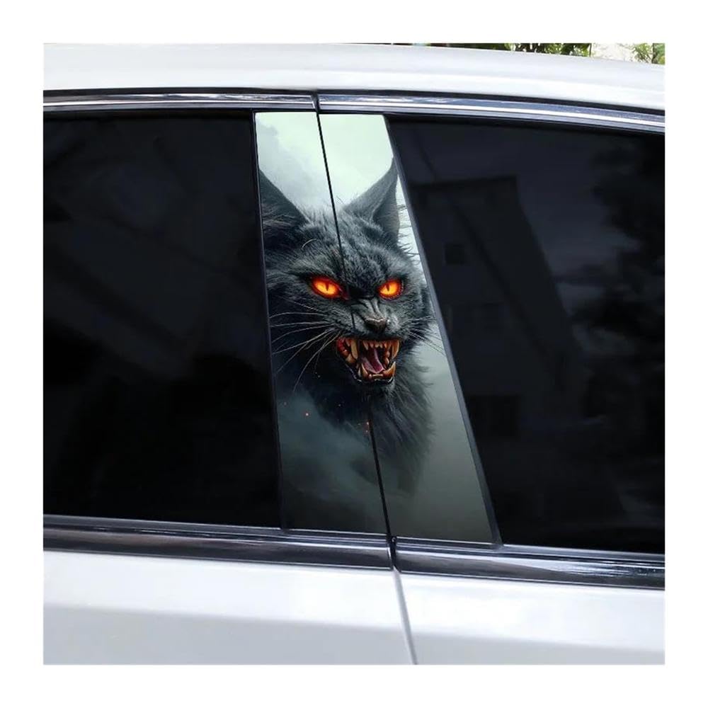 Autocollants vinyle pour colonne centrale de voiture look chat d'horreur lors de vos rassos auto