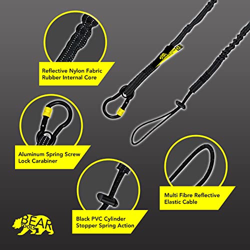 BearTOOLS New Black Screw Lock Safety Lanyard 3 Foot Tough Tether, Captive Eye Carabiner, Adjustable Loop End, Ultra-Durable, Premium Quality Materials for Scaffold Construction 3 Pack (0933S) - Thumbnail 2