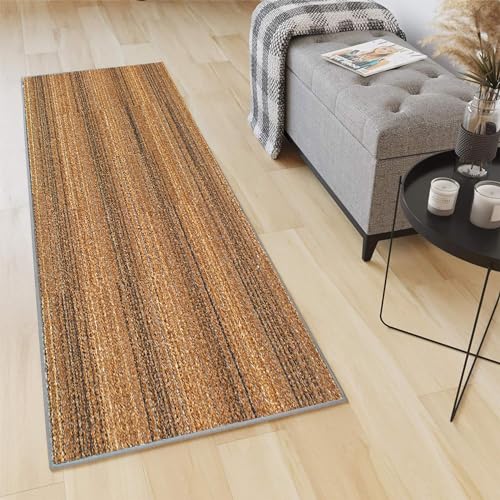 Alfombra extra larga de pasillo 100 x 120 cm, diseño rectangular lavable, color naranja 2