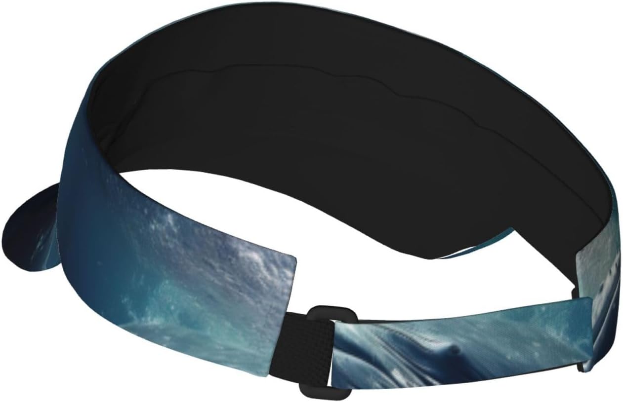 Whale2 Print Sports Sun Visor Hats Adjustable Running Golf Tennis Sun Cap for Women Men Black