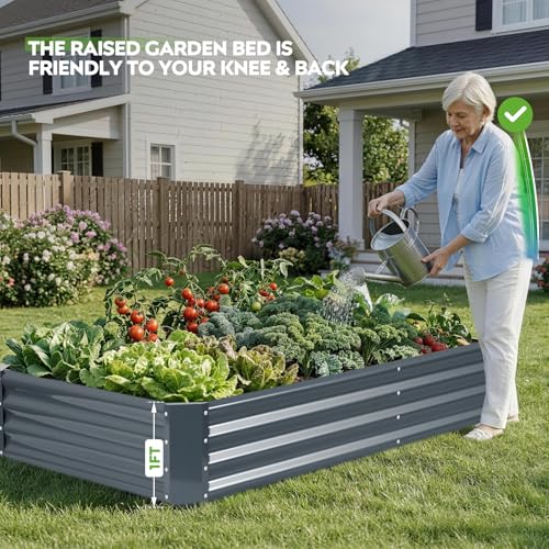 ZORMY 2Pack 6×3×1ft Galvanized Raised Garden Bed Kit, Metal Planter Boxes Outdoor, Large Raised Beds for Vegetables, Fruits, and Flowers - Grey by ZORMY - Used condition - Image 4
