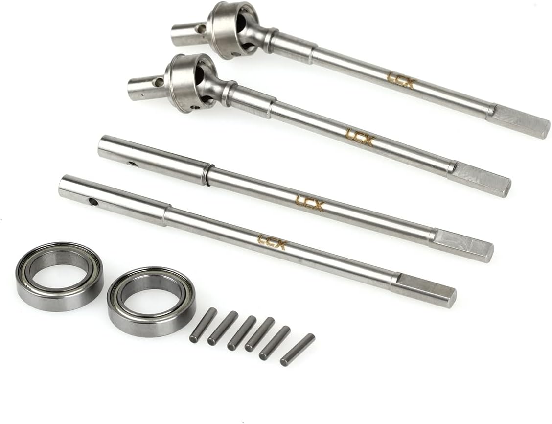 LCX Racing 1/10th RC Crawler Car Stainless Steel Front Portal Axle Internal CVD Drive Shaft Rear Portal Axle Drive Shaft for Axial SCX10 II AR44 Axle Portal Axles, Upgrades Parts Accessories