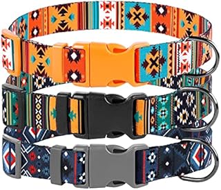 Southwest Dog Collar Tribal Pattern Adjustable Puppy Pet Collars for Small Medium Large Dogs Aztec Print (Aztec, Neck Fit 10"-13")