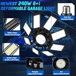 Garage Lights - 240W LED Garage Light 1 Pack 24000lm Garage Lights Ceiling LED with 8 Deformable Panels, Shop Light 6500K fit for E26 E27 Bulb Socket, Lighting for Workshop Basement Barn