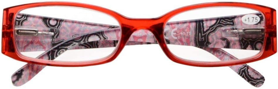 Eyekepper 5-Pack Spring Hinges Tiger Patterned Temples Reading Glasses Includes Sunshine Readers Women +2.0