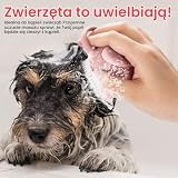 TIESOME Szczotka do kąpieli psa, kota, silikonowa szczotka do pielęgnacji szczeniaków, miękka szczotka do czyszczenia zwierząt domowych, dozownik szamponu, do uspokajającego masażu (różowa łapa)