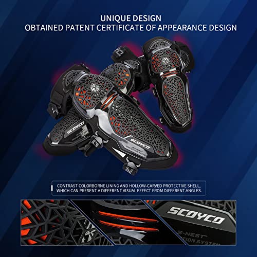 Scoyco 4Pcs Motorcycle Knee Shin Guards Adjustable Elbow Guard Pads Crashproof Nonslip Knee Cap Pads Protector For Motocross Racing Atv Skating Protective Gear #TOP3