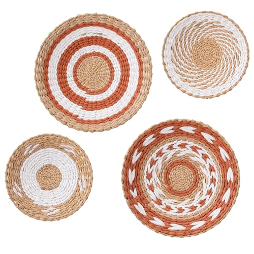 Panier mural tressé bohème en rotin lot de 4 pour décoration intérieure