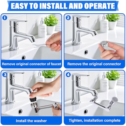 360° Rotating Faucet Extender with Adapter – Multifunctional Sink Spray Head for Bathroom & Kitchen Sinks (360° Rotating Faucet Extender with Adapter)