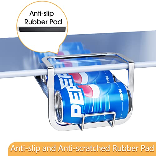 2-Pack Soda Can Beverage Dispenser Rack, Can Storage Organizer Holder For Refrigerator- Dispenser 5 Standard Size 12Oz Soda Cans Or Canned Food, Rust-Proof Stainless Steel, Chrome #TOP3