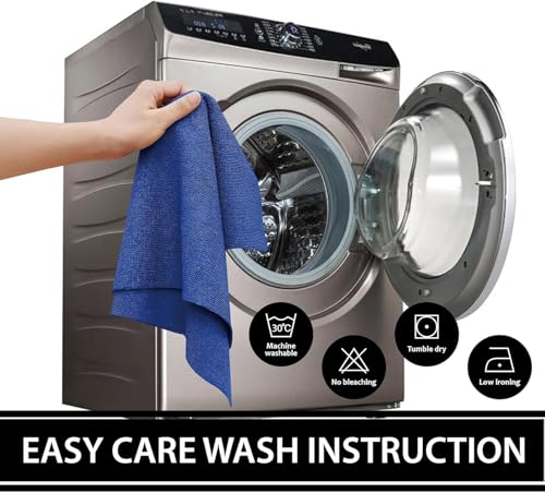 Image of SAMEZONE Microfiber Cleaning Cloth Roll 25x25 cm - Reusable, Washable Tear-Away Cleaning Rags for Home, Kitchen Surfaces, Garage & Auto Detailing Car, Dishes Cleaning Towels 20 Pack (1, Dark Blue)