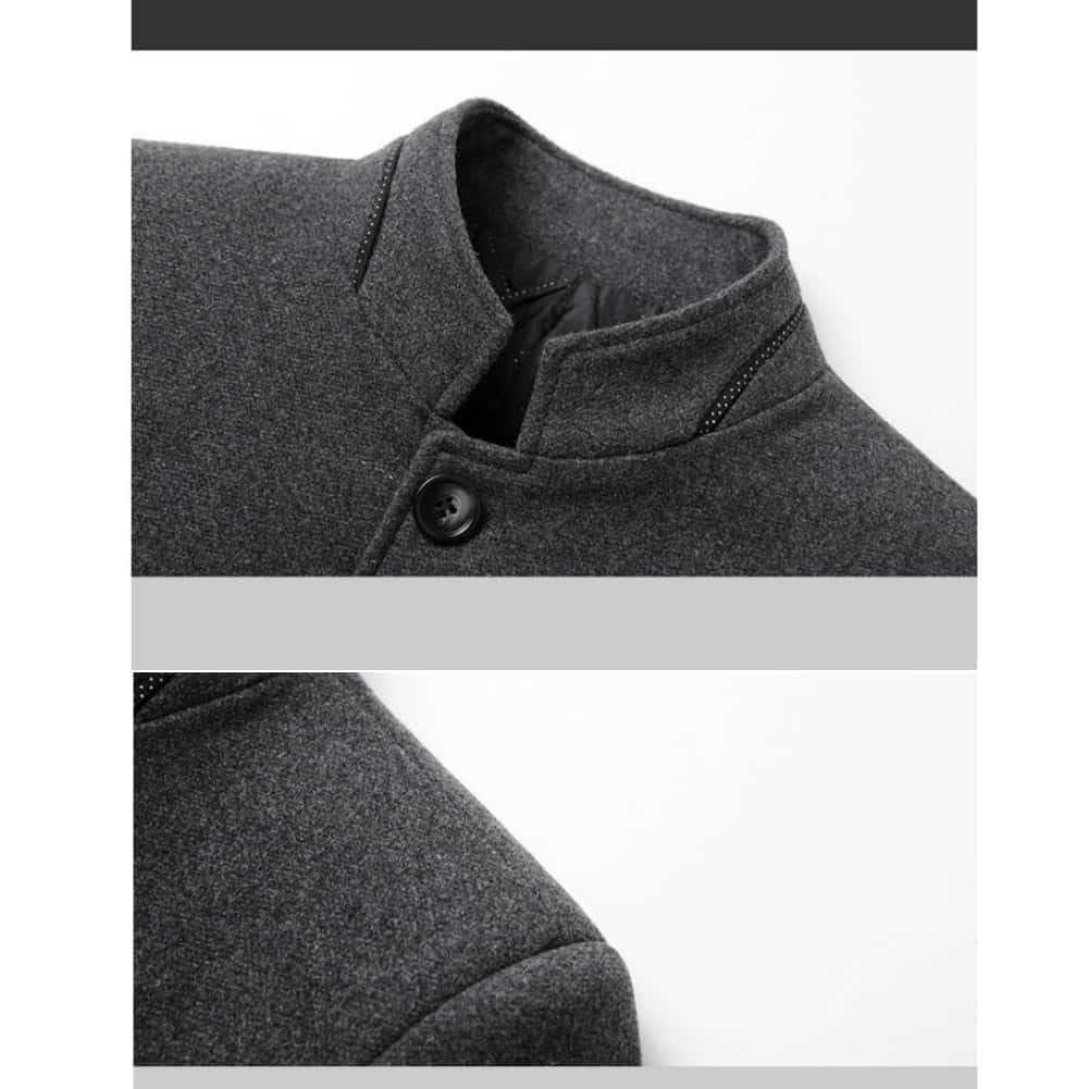 Men's Woolen Stand Collar Long Wool Blend Overcoat Slim Fit Down Topcoat Business Down Jacket Winter Stylish Long Slim — view 3