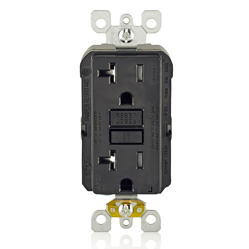 Leviton AFCI SmartlockPro Receptacle, 20 Amp, 125 Volt, AFTR2-E, Black