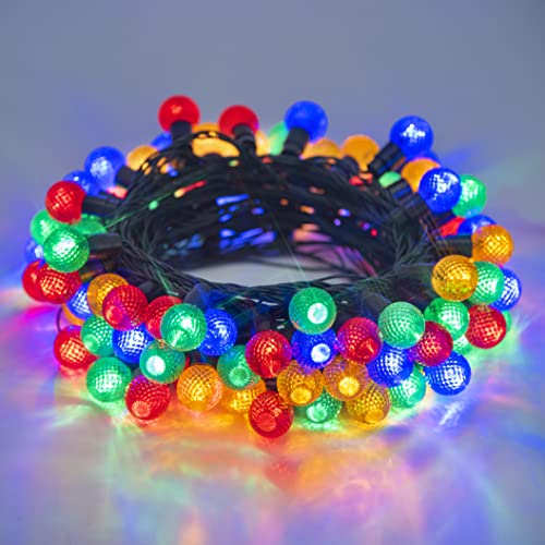 DELICHTER LED Lichterkette, 100 Bunte Runde Weihnachtslichterkette mit 8 Modi,Strombetrieb für innen, außen,Party, Fest, Weihnachten,Tannenbaum Cover