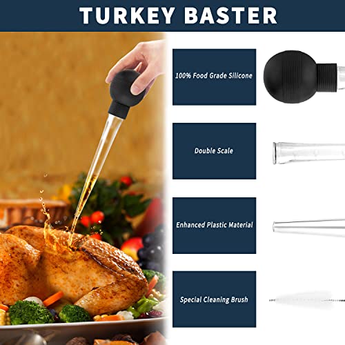 Kendane Turkey Baster With Cleaning Brush, Baster Syringe for Home Baking and Roaster Turkey, Include Detachable Food Grade Bulb with Double Scales for BBQ Grill Baking Kitchen Cooking - Thumbnail 4