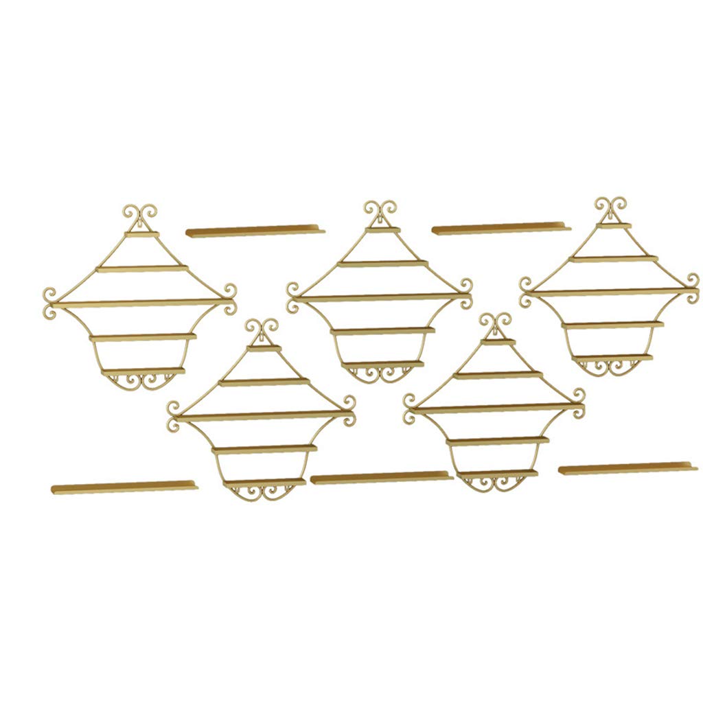 Étagère vernis à ongles murale dorée 5 niveaux - Lot de 10 présentoirs métal