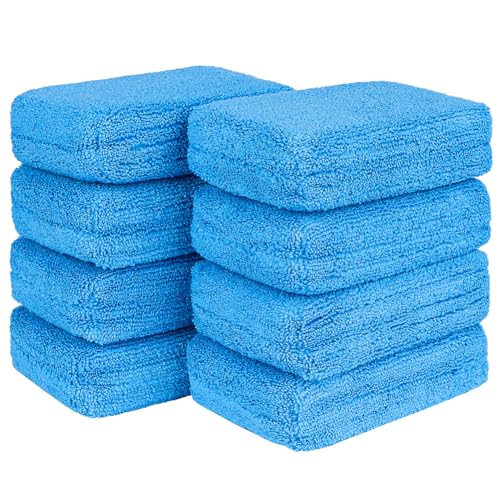 HOMEXCEL Microfiber Applicator Pads, Scratch-Free Car Wash Sponge for Cleaning, Premium Wax Foam Applicator Pads for Car Detailing, 5”x3”, 8Pack