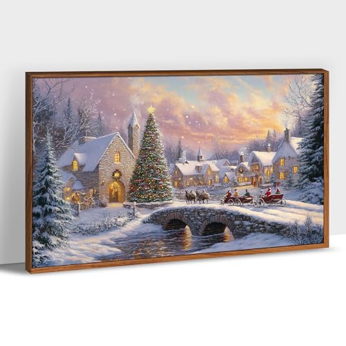 Christmas Wall art, Winter Scene Prints Wall Decor, Fake Wooden