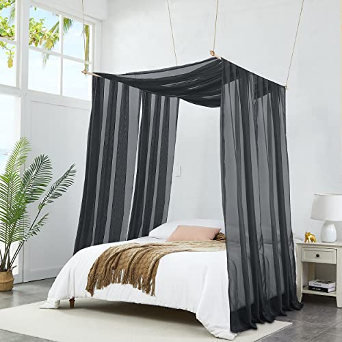 Warm Home Designs Set of 2 Black Canopy Bed Curtains