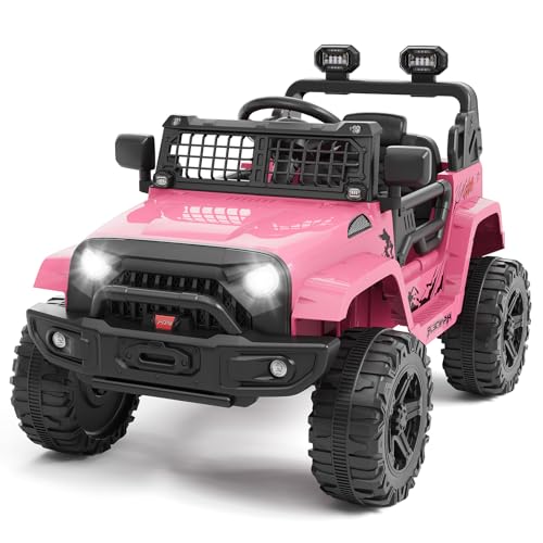 Hetoy Ride on Toys for Kids, Kids' Electric Vehicles, Electric Car for Kids, 12V Ride on Car with Remote Control, Spring Suspension, LED Lights, Bluetooth, 3 Speeds, Toddler Truck Vehicles(Pink) by Hetoy - Image 8