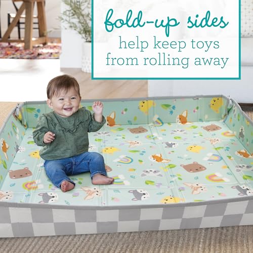 Infantino Foldable Soft Foam Play Mat, Reversible 57x57” Baby Mat for Floor Time, Lightweight, Portable & Easy to Store, Water Resistant, Wipeable, Animals by Infantino - Image 3