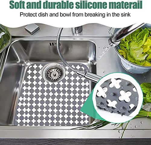Rear Drain Kitchen Sink Mats,2 Pcs Sink Protectors For Kitchen Sink,Silicone Sink Mat,Sink Mats For Bottom Of Kitchen Sink,Sink Mats For Stainless Steel Sink,Dish Drying Mat (Rear Drain) #TOP3