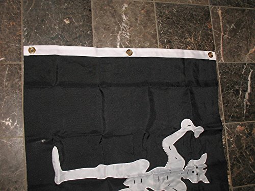3X5 Pirate Jolly Roger Black Beard Blackbeard Embroidered Sewn Synthetic Cotton 600D 2Ply Flag 3'X5' Banner #TOP3
