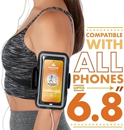 Running Armband for Samsung S22+ / S21+ / S20+ Non-Slip Sweat-proof Sports Phone Holder with Key/Headphone slots Phones up to 6.8 S10 / S9 Plus