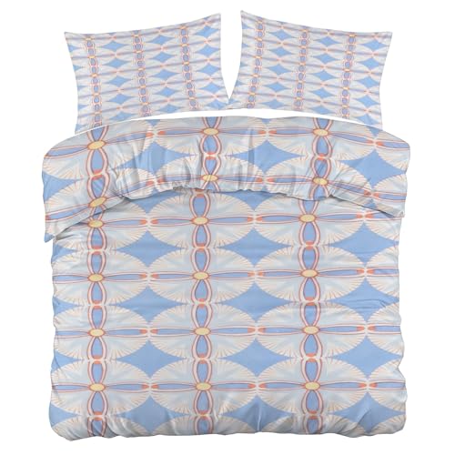 Housse de couette microfibre 240x260 gris violacé avec taie oreiller 65x65 géométrique - 7