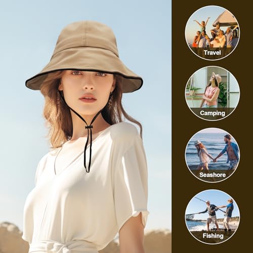 Sombrero de ala ancha para mujer con lazo y UPF50+ miniatura 7