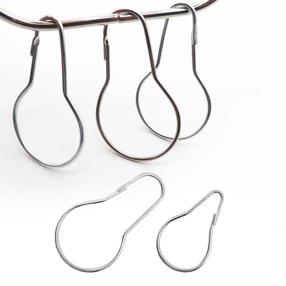 30 Pezzi Anelli per tenda da doccia,Anelli per tende in metallo,anelli per tende aperte,per Tendaggi, Bagno,asta telescopica (argento)
