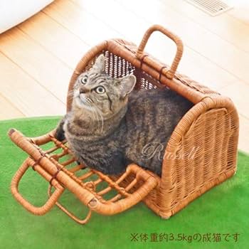 天然ラタン製 ペットキャリー 籐 小動物 かご Amazon | 型番1009 籐製ペットキャリー 小さめサイズ 子犬・子猫