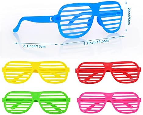 TSHAOUN 10 PCS neon party decorations 80s Party Slotted Sunglasses Neon Color Shutter Glasses for 1980s Night Out Fancy Outfit rave glasses