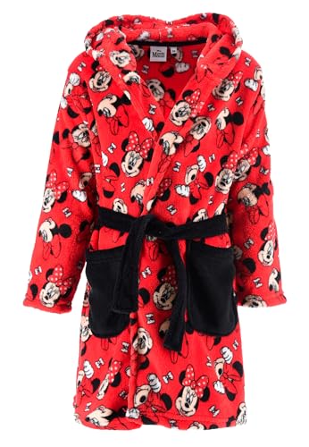 Girls Minnie Mouse Fleece Bow Robe Kids Dressing Gown Red Age 3 Years